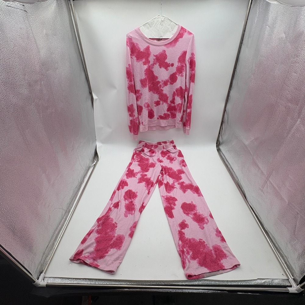 BumbleBella by Jill Martin Pink Tie Dye Lounge Set Sweatshirt Wide Leg Pants XXS